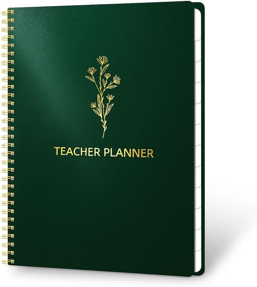 Teacher Planner 2025-2026  Undated Lesson Plan Book for Teachers with Weekly & Monthly Calendars, Student Checklist, Communication Log & Classroom Organizer  Academic Planner for School Year, 8.5x11.5 (Dark Green)