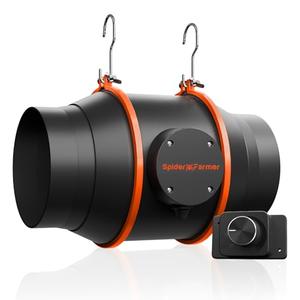 Spider Farmer 6 Inch Inline Duct Fan with RJ12 Speed Controller, 402 CFM Quiet EC Motor, Ventilation Exhaust Fan for Heating Cooling Booster, Grow Tents, Hydroponics, Indoor Gardening