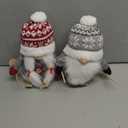 D-FantiX 2Pack Sled Christmas Gnomes Plush with Wood Skis and Ski Poles, Handmade Swedish Tomte Santa Scandinavian Figurine Nordic Plush Elf Doll Gnome Ornaments Christmas Decorations Home Decor