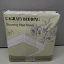 L'AGRATY Grounding Sheets Twin XL, Soft Fabric Mixed Sliver Fiber Fitted Sheets, Deep Pocket(12-16in) Grounding Mattress Cover with Cord Connected Earth(Twin XL,White)