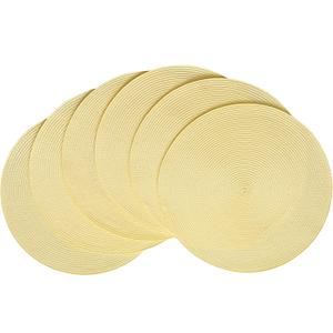 HODJOY Round Placemats Set of 6, Table mats for Indoor and Outdoor Dining Tables, Washable Woven Non-Slip Placemats 15inch (Straw Yellow)