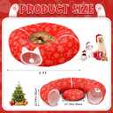 Soulchen Christmas Tree Cat Tunnel Bed 2.62ft x 2.62ft x 10.24inchs Christmas Trees Skirt for Cats Toy Circle Tunnel Xmas Green Red Pet Donut Toys with Washable Cushion for Kitten Felines