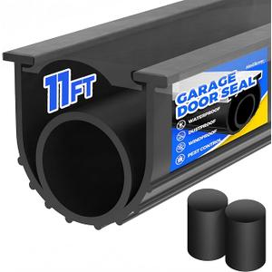 Holikme Garage Door Bottom Seal, EPDM Rubber Weather Stripping 11Ft Black | Fits 5/16" T-Track, 3.74" Width, Dual End Plugs, Ideal For Threshold Ramps, Weatherproof Rain & Draft Barrier, Temp Resistant