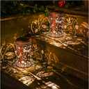 2 Pack Dragonfly Outdoor Solar Hanging Lanterns Waterproof LED Solar Lights Metal Decorative Lanterns for Garden, Patio, Courtyard, Backyard, Yard Decor Unique Dragonfly Gifts for Women Gardening