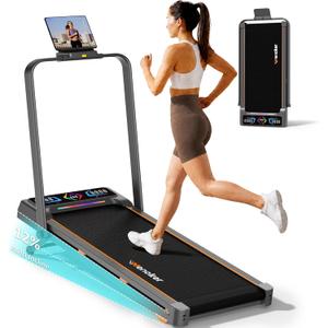 Walking Pad Treadmill with Auto Incline 12%-12Level,Foldable Treadmill for Home 2.5HP Quiet Brushless Motor, Smart App Control, Dual-Layer Cushioning Deck, LED Display,RGB Light, MAX 300LBS Capacity