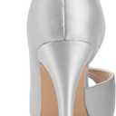 ERIJUNOR Women's Peep Toe Platform High Heel Rhinestones Satin Evening Prom Wedding Shoes (Silver)