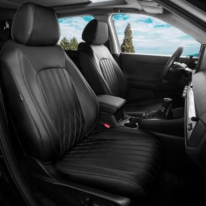 Seat Covers for Honda CRV 2026 2025 2024 2023 EX, EXL, LX, Sport, Touring, Special Edition, Hybrid & Gas, 1:1 Custom Faux Leather Seat Covers Full Set - Black