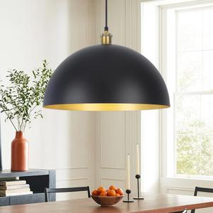 Large Black Pendant Light Kitchen Pendant Light Fixtures 17.71 Industrial Hanging Lamp Modern Farmhouse Pendant Lighting Dome Chandelier for Kitchen Island Hallway Dining Room Foyer Entryway Bedroom