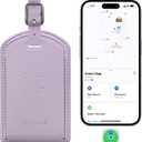 Luggage Tags Built-in Anti-Loss Tracker, Luxury Leather Luggage Tags for Suitcase, Travel Bags, Backpacks, Travel Organizer for Lost Baggage Prevention (Taro Purple)