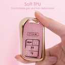 Compatiable with Honda Key fob Cover with Diamond Bling Keychain, Car Accessories Key Holder Shell Full Protection for 2016-2022 Accord Civic CRV Pilot Odyssey,Gold Pink