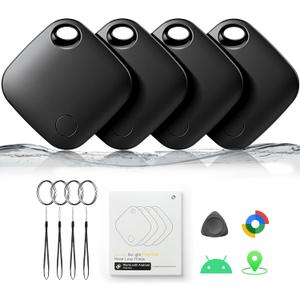 Air Tracker Tags-4 Pack for Android, Bluetooth Tracker Works with Googles Find Hub | Android Only | Replaceable Battery | Water- Resistance | Item Finder for Luggage, Wallet, Key,Suitcases