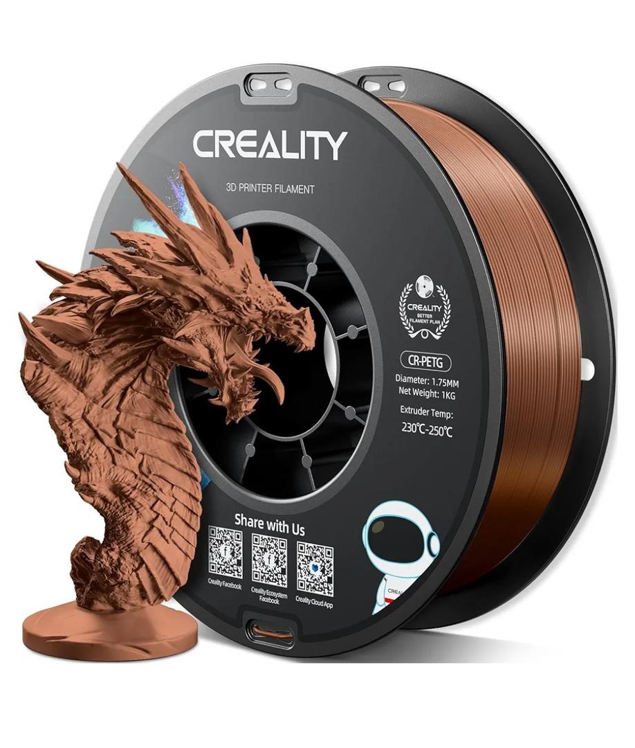Official Creality PETG 3D Printer Filament 1.75mm 1KG (2.2lbs), High Precision Strong Toughness, Odorless Better Flow Moistureproof 3D Printing Ender Filament, Brown