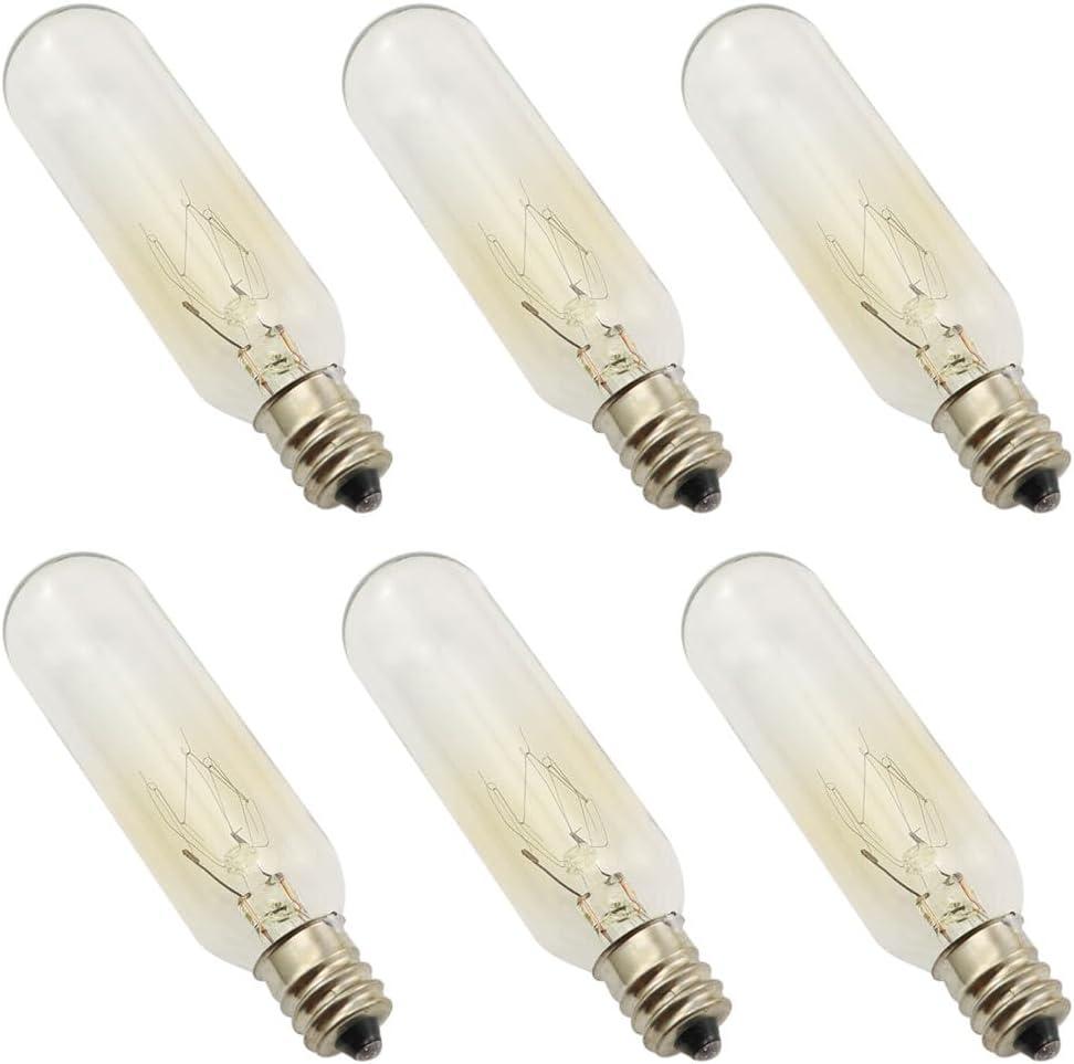 6PCS US Standard Salt Lamp Bulbs T6 110V 120V 15W E12 Miniature Bulbs Dimmable Transparent Tube Suitable for Replacement Lamps Household Appliance Lighting Salt Lamps