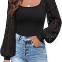 DOROSE Womens Mesh Long Sleeve Shirts Casual Blouses Tops, Size 2XL 