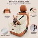 JOEJOY Elevated Dog Car Seat for Small/Medium Dogs up to 35 lbs, Memory Foam Booster Seat with Detachable Washable Cover, Travel-Safe Car Bed with Safety Belts & Storage Pockets, Beige