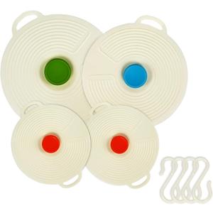 4 Pack Silicone Lids for Bowls, Pots and Cups, Microwave Splatter Cover, Reusable Seal Food Covers, Heat Resistant, Dishwasher Safe, 3 Sizes (S+M+L)
