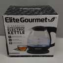 Elite Gourmet EKT1001 Electric 1.0L BPA-Free 1100W Glass Kettle Cordless 360 Base, Stylish Blue LED Interior, Handy Auto Shut-Off Function  Quickly Boil Water For Tea & More, Black