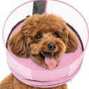 Soft Inflatable Dog Cone for Surgery Recovery, Protective Dog Donut Collar with Shield to Stop Licking Wounds, 2-in-1 Patented Comfort Blow-Up Collar for Small and Medium Pets (Pink, M)