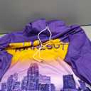 City Night View Silhouette Skyline Football Hoodie Gift for Men Football Sweatshirt Pullover Top Long Sleeve Hoodie (2XL, Purple-yellow)