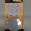 Car Coasters for Cup Holders, Pink Bows with Hearts Absorbent Ceramic Car Coaster with Finger Notch & Cork Base,Car Interior Accessories for Women Men 2.56"(2 Pack) (Color8)