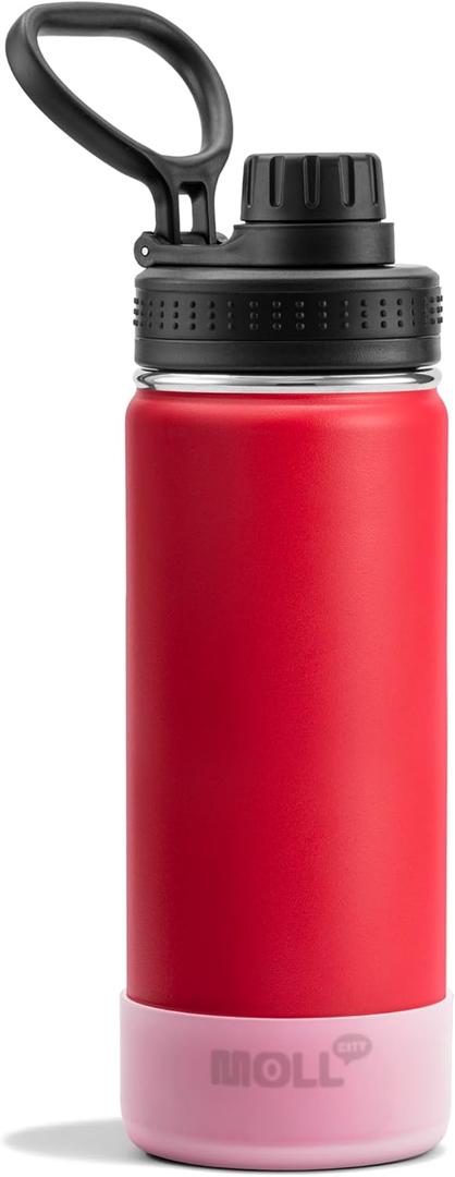 Insulated Water Bottle-18 oz Stainless Steel Vacuum Wide Mouth Sports Flask with Silicone Boot-Reusable Metal Leak Proof Travel Water Bottle for Girls Boys, BPA-Free(Canyon Red) Insulated Water Bottle-18 oz Stainless Steel Vacuum Wide Mouth Sports Flask with Silicone Boot-Reusable Metal Leak Proof Travel Water Bottle for Girls Boys, BPA-Free(Canyon Red)
