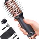 Travel Dual Voltage Hair Dryer Brush, Small Hot Air Brush for European Travel, Compact 2 Inch One Step Blowout and Volumizer Hair Blow Dryer with Oval Design, Rose Gold