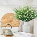 Ivydale 20PCS Artificial Plants Fake Flowers Monkey Grass for Outdoors,UV Resistant Realistic White Faux Greenery Shrubs Outside Decor for Home Garland Porch Patio Balcony Planter Yard Office Pathway