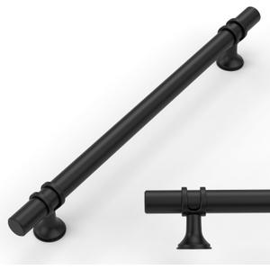 Amerdeco 10 Pack Matte Black Cabinet Pulls 10 Inch(254MM) Hole Centers Kitchen Cabinet Handles Cabinets Hardware Drawer Pulls ZH0058