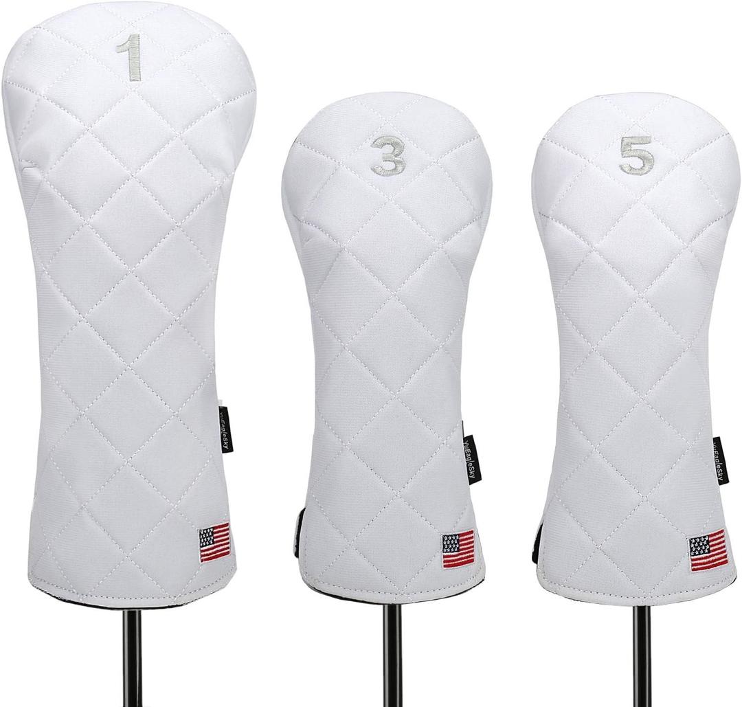 YuEagleSky Golf Head Covers Woods Driver Fairway Hybrid 4 Sets 1 3 5 X Interchangeable Number Tag Fit All 462CC Clubs