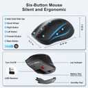 Wireless Keyboard and Mouse Combo, 2.4G Full Size Wave Keys Ergonomic Keyboard with Wrist Rest, Phone Holder, 3-Level DPI Wireless Silent Mouse with 6-Buttons, for Windows, Mac OS, Laptop (Blue Black)