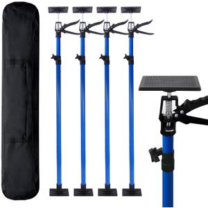4PK Support Pole, Steel Telescopic Quick Adjustable 3rd Hand Support System, Support Rod, 360 Rotating with 45 Tilt Stand or Construction Rods, Cabinet Jacks, Cargo Bars, Drywalls