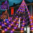 Halloween Decorations, 20 Ft Giant Spider Web 300 Lights Timer 8 Flashing Modes Plug Operated with 50" Spider & 20" Spider Egg Scary Halloween Decorations Indoor Outdoor Home Yard Garden Party Decor