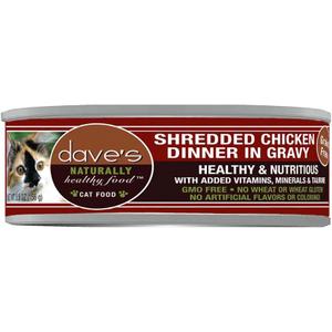 1 Piece Dave's Pet Food Naturally Healthy Grain Free Shredded Chicken Cat Food 5.5 Oz, Best By: Sep-14-2028
