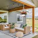 Mkono Artificial Hanging Flowers Basket for Outdoor Spring Decor, Fake Hanging Plants Faux Flowers for Front Porch Garden Patio Balcony Summer Decoration