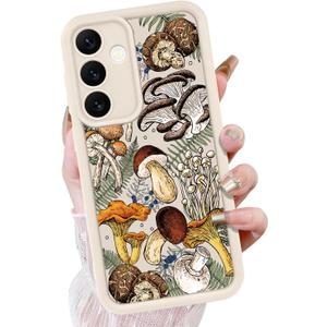 KANGHAR White Case for Samsung Galaxy S25 Plus Case, Cute Mushroom Art Design Soft TPU Shockproof Protective for Women Girls Slim Phone Cover-White