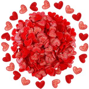 Tatuo 300 Pcs Valentines Day Felt Hearts Glitter Confetti Decoration 1 Inch Felt Foam Balls Romantic Mini Heart for DIY Crafts Mother's Day Christmas Party Decor(Red)