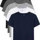 5 Pack Boys Shirts Short Sleeve Shirts for Boys Cotton T-Shirts Kids Toddler Tshirts Tees Clothes Summer Tops (Black, Dark Gray, Navy Blue, Light Gray, White) 3T