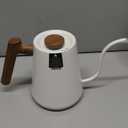 POLIVIAR Electric Gooseneck Kettle, 1350W Electric Tea Kettle Wood Pattern Handle, 34oz Pour Over Electric Kettle for Coffee & Tea, 18/8 Stainless Steel Inner, Temperature Control & Rapid Heating (White)