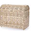 ELLDOO Crystal Wedding Card Box with Lid, Vintage Money Card Box Treasure Chest Style Gold Gift for Wedding Receptions, Centerpiece Decor, Anniversary, Keepsake, Gift Display Box