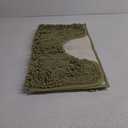 ITSOFT Non-Slip Shaggy Chenille Toilet Contour Bathroom Rug with Water Absorbent, 24 x 21 Inches U-Shaped Sage Green