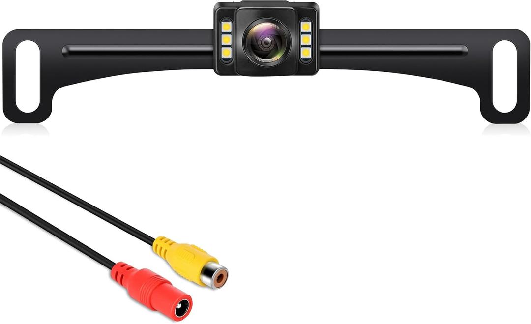 GLK Backup Camera Rear View Camera AHD 1080P Night Vision Reverse Camera, License Plate Backup Camera with 6 LED Lights,170 Degree Wide View Angle, IP69K Waterproof, for 12-24V Pickup Car Truck RV SUV
