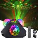 DJ Party Lights Disco Ball Light,Sound Activated Disco Lights+Red and Green Pattern Lamp Strobe Lighting for Home Club Karaoke Christmas Halloween Birthday Wedding Dancing