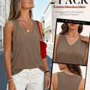 KKJ 2 Pack Womens Tank Tops V Neck Summer Sleeveless Loose Fit Flowy Shirts (L)