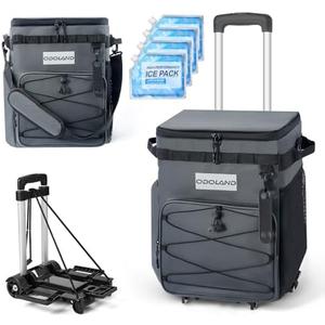 Odoland 48/72 Cans Soft Cooler with Wheels and Handle Collapsible Ice Chest Rolling Coolers on Wheels for Beach Camping Travel and Picnic