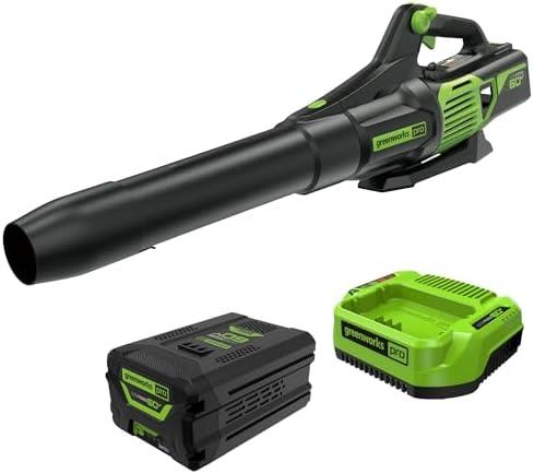 Greenworks 60V Electric Leaf Blower, 610 CFM, 2.5 Ah Battery and Charger | 60V Brushless Blower, Cordless, Powerful Performance for Yard Maintenance, Heavy Duty Debris Removal(missing battery)