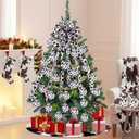 Soulchen 14 Pcs Cowhide Christmas Tree Decorations Set, Western Cow Tree Bow Topper Rustic Skirt and 12 Plastic Hanging Balls Country Ornament for Farmhouse Xmas Winter Holiday Party Decor