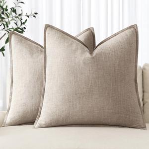 MIULEE Decorative Linen Pillow Covers 20x20 Inch Natural Linen Boho Farmhouse Neutral Couch Throw Pillows for Bed Pack of 2 Accent Modern Pillowcase Sofa Livingroom Home Decor
