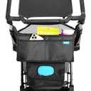 Munchkin Stroller Organizer with Cup Holders and Wet Wipes Case - Travel Storage Bag for Baby and Mom Essentials, Universal Fit, Fits UPPAbaby, Evenflo, BabyTrend and more, Black