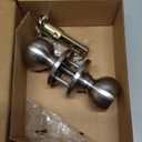 Amazon Basics Bedroom/Bathroom Door Knob With Lock, Coastal, 1-3/8 to 1-3/4, Satin Nickel