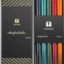 SUPJOYES 5-Pairs Colorful Reusable Chopsticks: Japanese Chinese Fiberglass Chopsticks Dishwasher Safe, Japanese Stick Gift Set with Gift Box, Non-Slip Chop Sticks